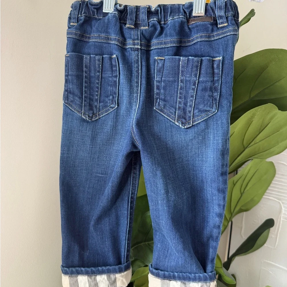 Burberry Kids Denim Jeans with Striped Hem - Picture 3 of 5